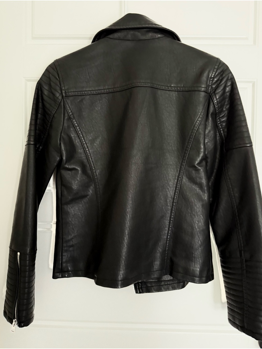NWT Topshop Black Faux Leather Moto Biker Jacket Size 4 - Picture 7 of 9